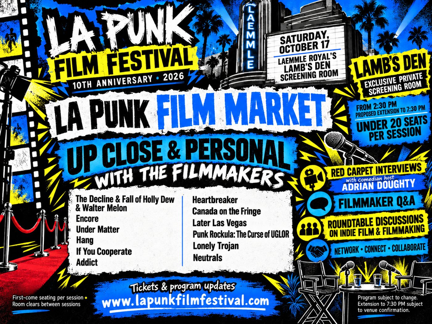 LA Punk Film Market poster, Lamb's Den, Laemmle Royal